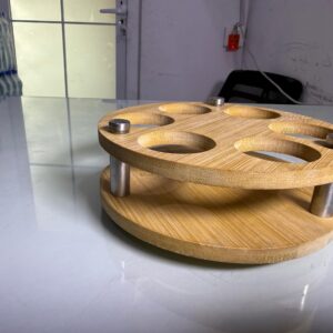 Premium Round Bamboo Tequila Shot Tray – 6-Shot Serving Tray