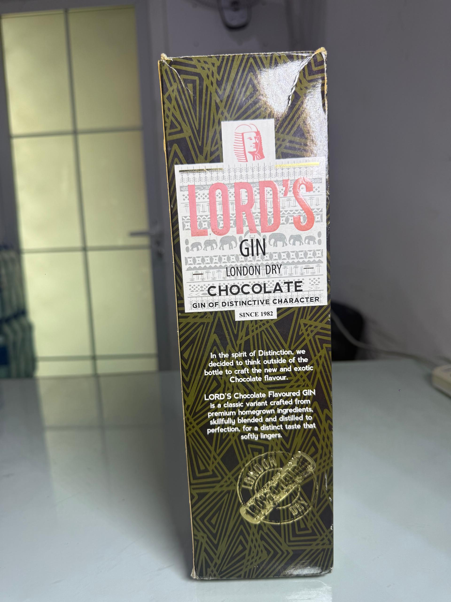 Lord's London Dry Chocolate Gin – Botanical Gin with Chocolate Finish