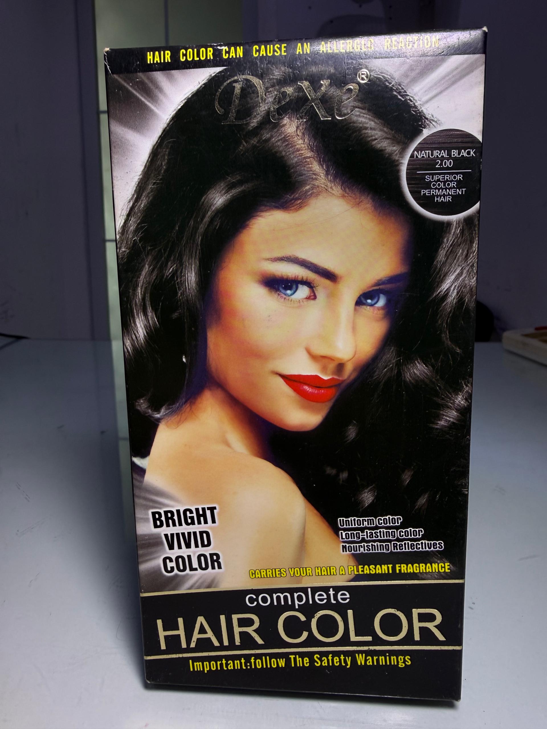 Dexe Permanent Hair Color (Natural Black 2.00, 80ml) – Long-Lasting Black Hair Color